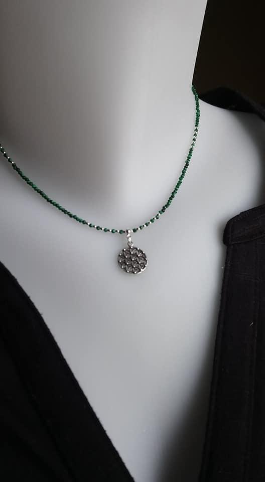 Col fleur de vie malachite buste