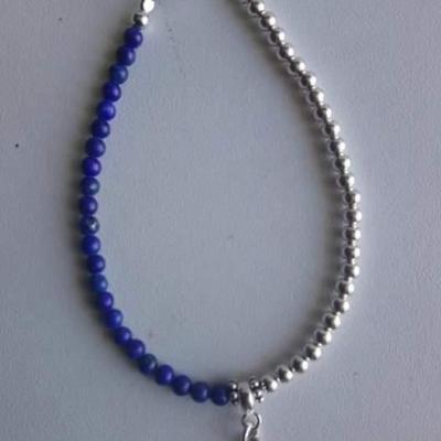 Bracelet moitié-moitié Lapis lazuli argent arbre de vie