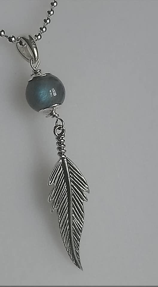 Pendentif plume ag labradorite